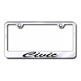 Automotive Gold License Plate Frame - Silver Stainless Steel - LFSCIVEC