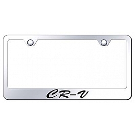 Automotive Gold License Plate Frame - Silver Stainless Steel - LFSCRVEC