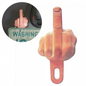 AutoLoc License Plate Topper - Middle Finger Cast Alloy Metal  - VPALPT004