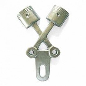 Vintage Parts License Plate Topper - Cast Alloy Cross Piston - 9222