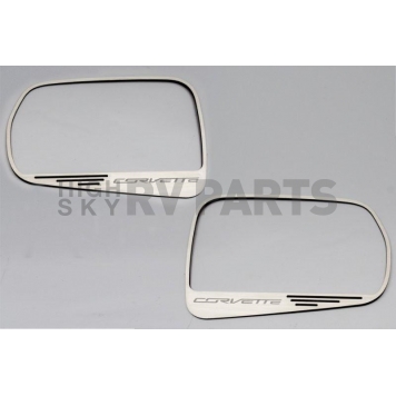 American Car Craft Exterior Mirror Trim Ring Stainless Steel Orange Carbon Fiber - 052029ORG
