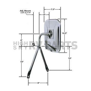 CIPA USA Exterior Mirror Rectangular Manual Silver Single - 45500-1