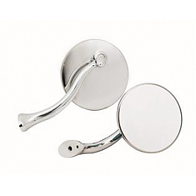 Mr. Gasket Exterior Mirror Custom Manual Round Stainless Steel Set Of 2 - 8218G