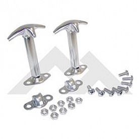 Crown Automotive Hood Latch Polished Stainless Steel Silver Set Of 2 - RT34011