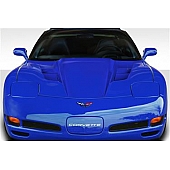 Extreme Dimensions Hood - Fiberglass Reinforced Plastic Black - H Design - 113331