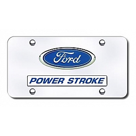 Automotive Gold License Plate - Power stroke/Ford Logo Stainless Steel - DPWRCC