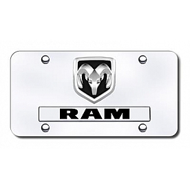 Automotive Gold License Plate - Ram Name/Logo Stainless Steel - DRAMOEMCC