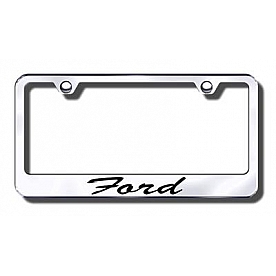 Automotive Gold License Plate Frame - Silver Stainless Steel - LFSFOREC