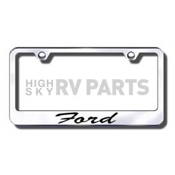 Automotive Gold License Plate Frame - Silver Stainless Steel - LFSFOREC