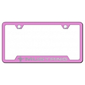 Automotive Gold License Plate Frame - Pink Stainless Steel - GFMUSTBEP