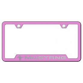 Automotive Gold License Plate Frame - Pink Stainless Steel - GFMUSTBEP