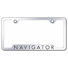 Automotive Gold License Plate Frame - Silver Stainless Steel - GFNAVEC