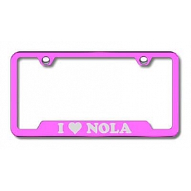 Automotive Gold License Plate Frame - Pink Stainless Steel - GFNOLAEP