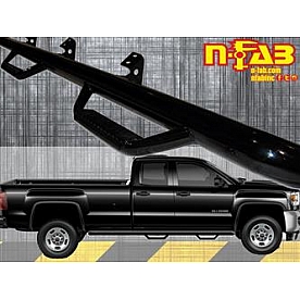 N-Fab Nerf Bar - Truck Wheel to Wheel Black Gloss Powder Coated Steel Round - C15102QC