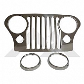 Crown Automotive Grille Trim Cover - Complete Grille Trim Silver Chrome Plated Stainless Steel - RT34031