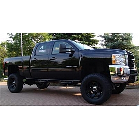 N-Fab Nerf Bar - Truck Wheel to Wheel Black Gloss Powder Coated Steel Round - C07100CC