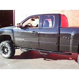 N-Fab Nerf Bar - Truck Wheel to Wheel Black Gloss Powder Coated Steel Round - C0789QC