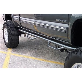 N-Fab Nerf Bar - Truck Wheel to Wheel Black Gloss Powder Coated Steel Round - C01100CC