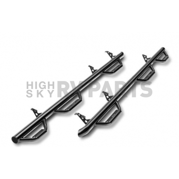N-Fab Nerf Bar - Truck Wheel to Wheel Black Gloss Textured Powder Coated Steel Round - F17110QC6