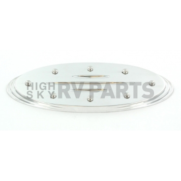 All Sales Emblem - Ford Oval Step Style Ball Milled With Rivets Silver Aluminum - 52906