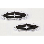 All Sales Emblem - Ford Oval Race Style With Cross Insert Silver Aluminum - 53907
