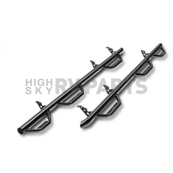 N-Fab Nerf Bar - Truck Wheel to Wheel Black Gloss Textured Powder Coated Steel Round - C17102QC6-1