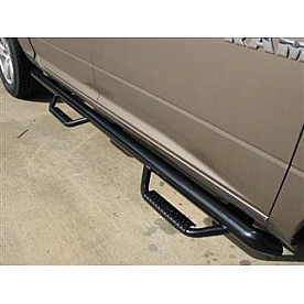 N-Fab Nerf Bar - Truck Wheel to Wheel Black Gloss Powder Coated Steel Round - D1589CC