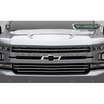T-Rex Truck Products Grille Insert - 4 Piece Horizontal Round Style Rectangular Black Powder Coated Billet Aluminum - 6211233-1