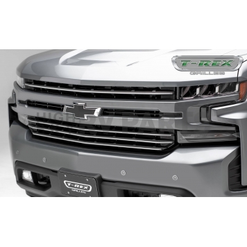 T-Rex Truck Products Grille Insert - 4 Piece Horizontal Round Style Rectangular Black Powder Coated Billet Aluminum - 6211233-2