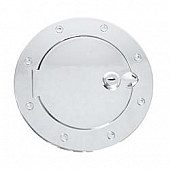 Rugged Ridge Fuel Door Cover - Chrome Plated Silver Aluminum - 1142504