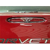 American Car Craft Tail Light Guard Stainless Steel GM Licensed Crossed Flag Single - 032047