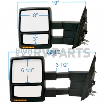K-Source Exterior Towing Mirror Electric Rectangular Set Of 2 - 6118586F-1