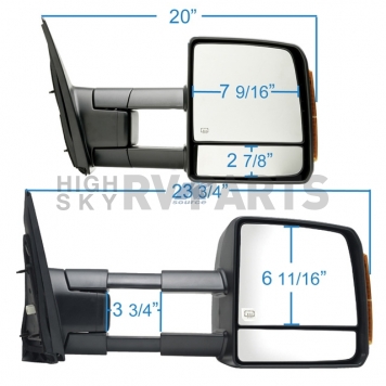 K-Source Exterior Towing Mirror Electric Rectangular Single - 70103T-2