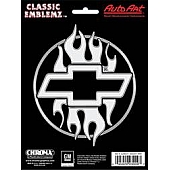 Chroma Graphics Emblem - Chevrolet With Flames Silver - 3009