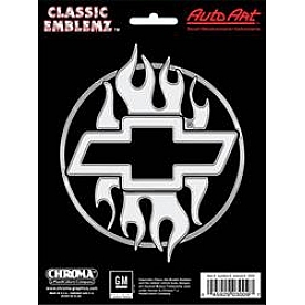 Chroma Graphics Emblem - Chevrolet With Flames Silver - 3009