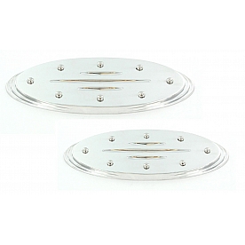 All Sales Emblem - Ford Oval Step Style Ball Milled With Rivets Silver Aluminum - 59706