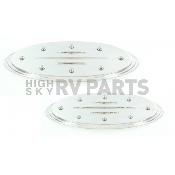 All Sales Emblem - Ford Oval Step Style Ball Milled With Rivets Silver Aluminum - 59706