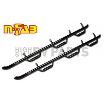 N-Fab Nerf Bar - Truck Wheel to Wheel Black Gloss Powder Coated Steel Round - T1690CC6