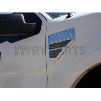 T-Rex Truck Products Fender Vent - Silver Aluminum Trim/ Stainless Steel Mesh Chrome Plated Set Of 2 - 54562