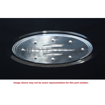 All Sales Emblem - Ford Oval Step Style Ball Milled With Rivets Silver Aluminum - 52706-1