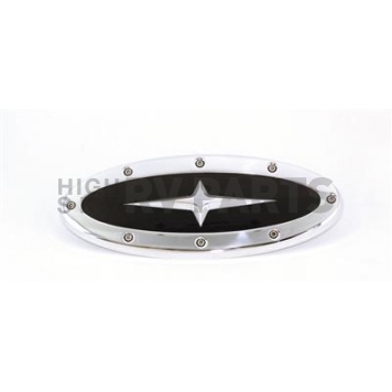 All Sales Emblem - Ford Oval Race Style With Cross Insert Silver Aluminum - 52907