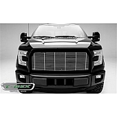 T-Rex Truck Products Grille Insert - Horizontal Bar Rectangular Polished With Black Powder Coated Frame Aluminum - 58573