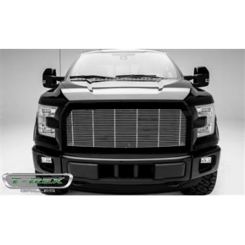 T-Rex Truck Products Grille Insert - Horizontal Bar Rectangular Polished With Black Powder Coated Frame Aluminum - 58573