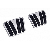 Lokar Performance Brake And Clutch Pedal Pad Set - Billet Aluminum Silver/ Black - BAG6192