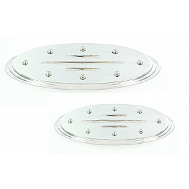 All Sales Emblem - Ford Oval Step Style Ball Milled With Rivets Silver Aluminum - 55506