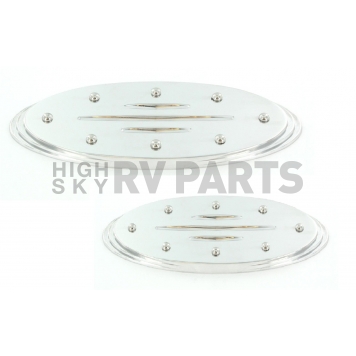 All Sales Emblem - Ford Oval Step Style Ball Milled With Rivets Silver Aluminum - 55506