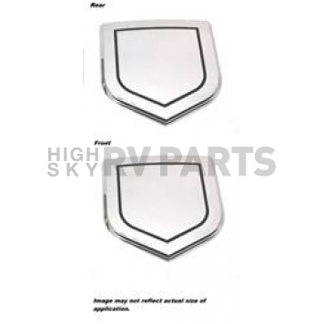All Sales Emblem - Dodge Shield Step Style Riveted Silver/ Black Aluminum - 43303