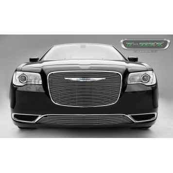 T-Rex Truck Products Grille Insert - Horizontal Bar Trapezoid Black Powder Coated Bar With Polished Face Aluminum - 21436