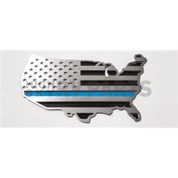 American Car Craft Emblem - USA Map Thin Blue Line Stainless Steel - 142059