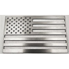 American Car Craft Emblem - American Flag Silver Stainless Steel - 142029